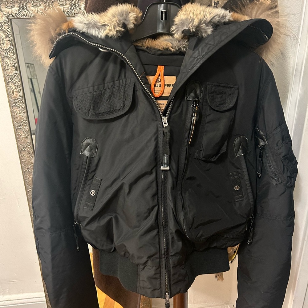 Parajumpers Black Jacket with Fur Trim